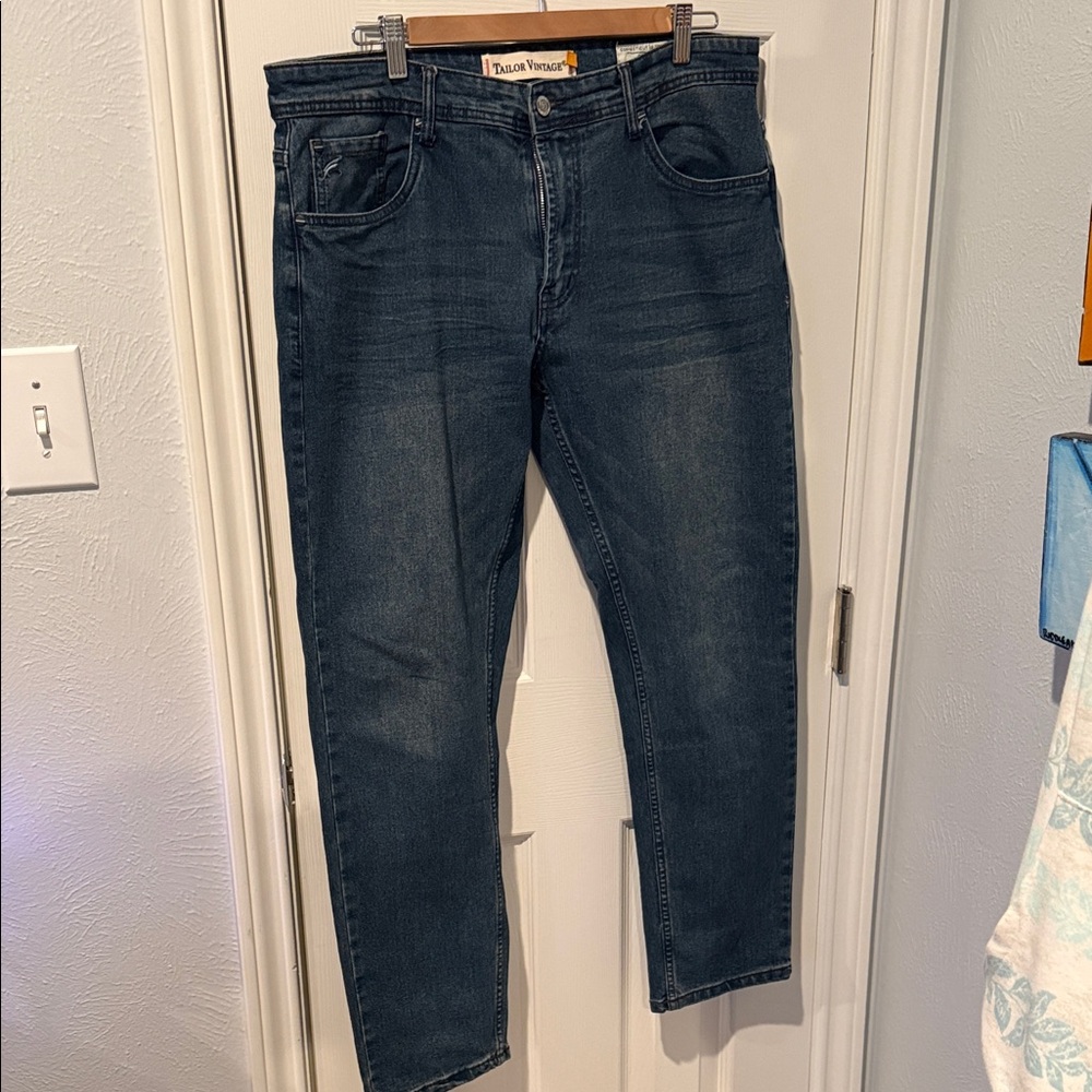 Tailor Vintage Men’s Dark Blue Slim fit 5 pockets Jeans #588